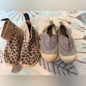 Two pairs girls shoes - Leopard Print and Gray Kids Shoes